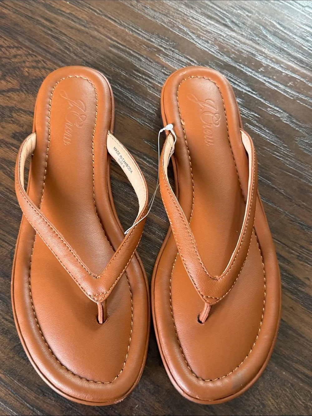 J. Crew Leather Tan Thong Sandals